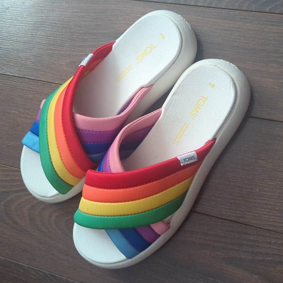 TOMS Women's Alpargata Mallow Crossover Sandals Multi Rainbow Jersey - Picture 5 of 12